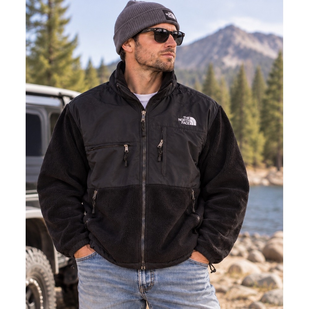 Vintage 90s The North Face Polartec Jacket Mens XL Black Gray Colorblock
